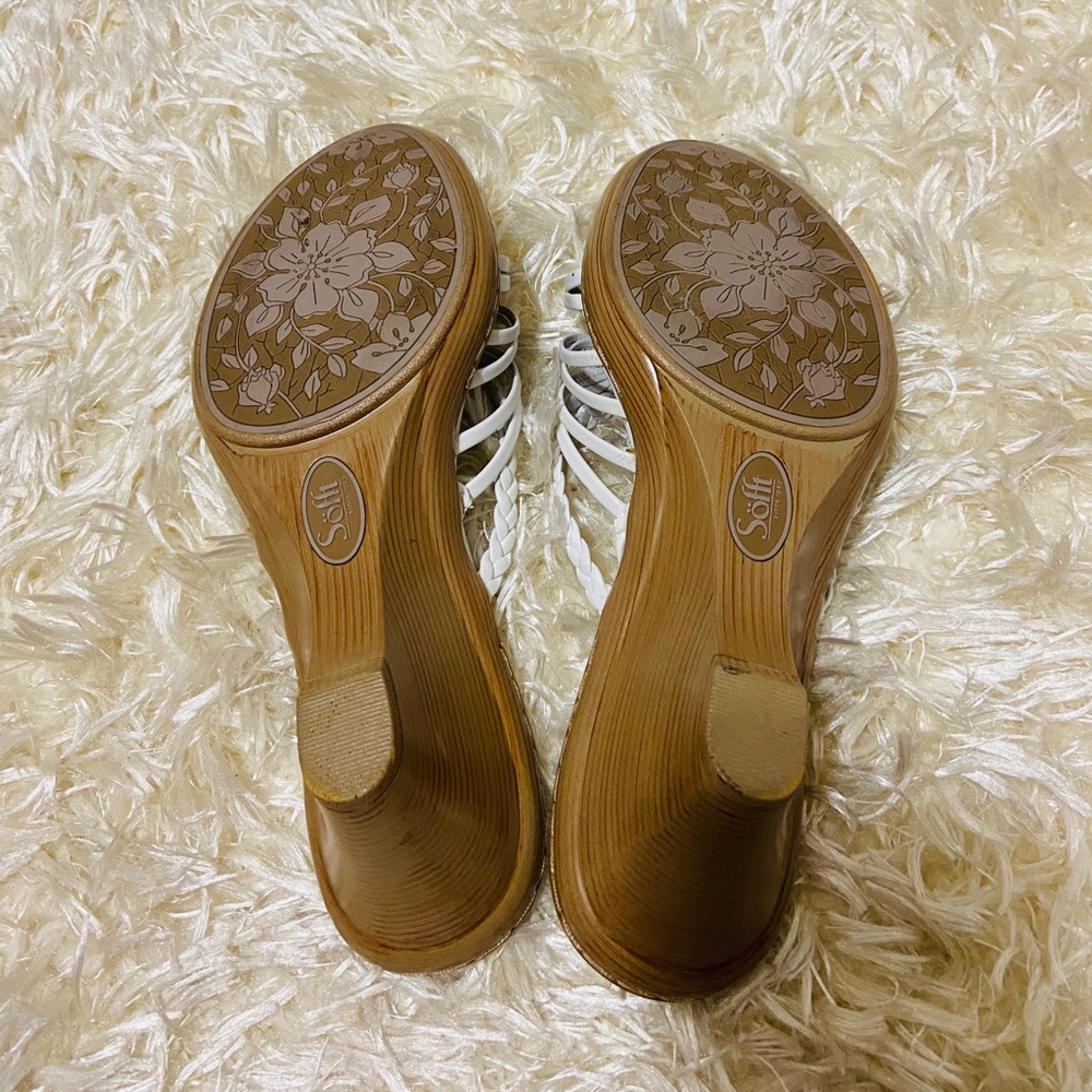 SOFFT Leather Wedge Sandals size 8 white - Picture 4 of 4